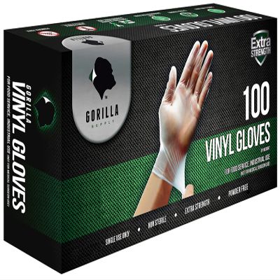 GORILLA SUPPLY Disposable Heavy Duty Vinyl Gloves Latex Free Powder Free, BPA Free Food Safe Grade Disposable Glove, X-Large XL, 1000 Count