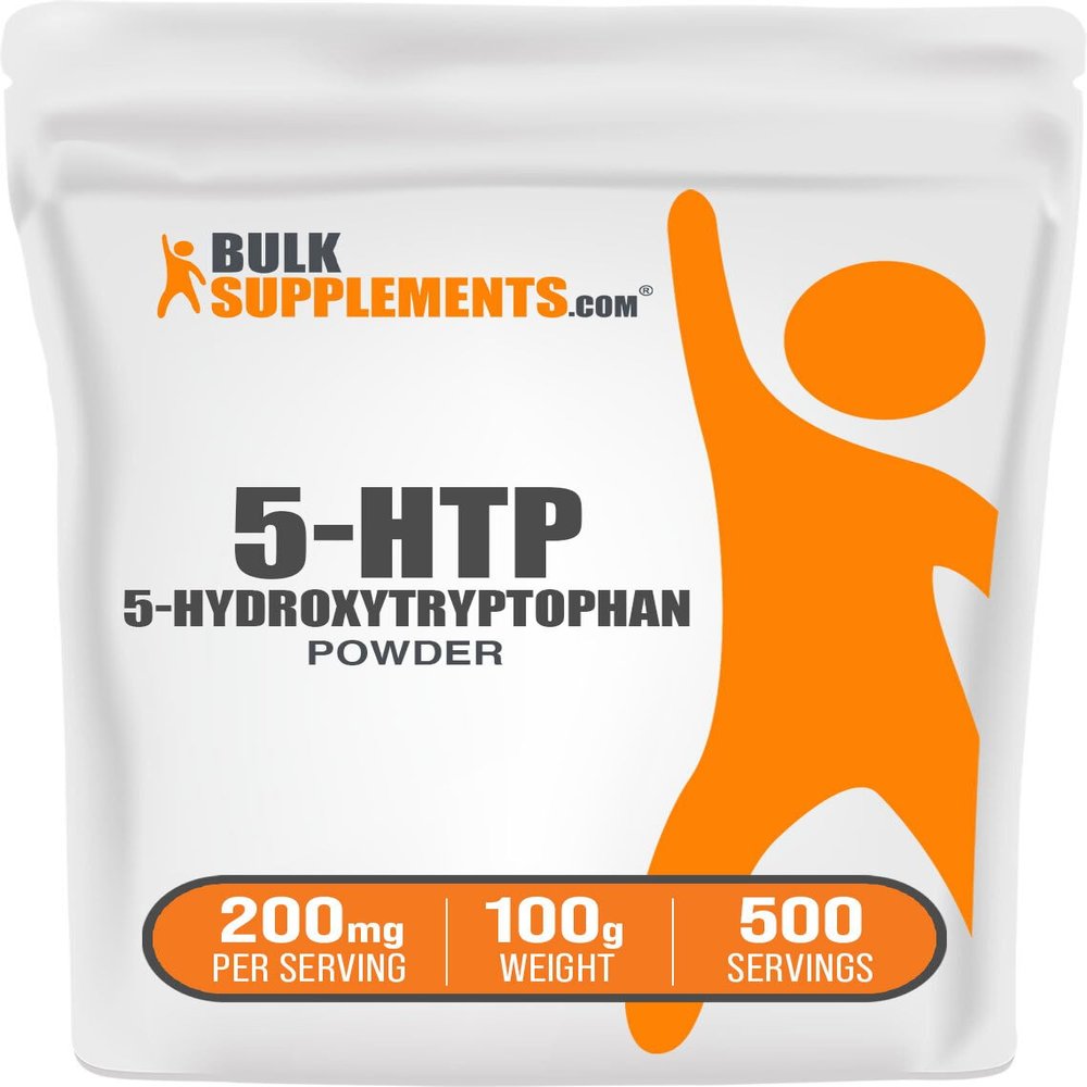 BulkSupplements.com 5-HTP Powder - 5-Hydroxytryptophan, 5 HTP Supplement - 5-HTP 200mg, Mood Support Supplement - Gluten Free, 200mg per Serving, 100g (3.5 oz) (Pack of 1)