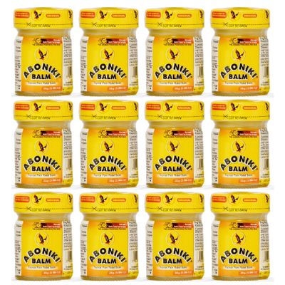Aboniki Balm Pain Relief - Fast and Long Lasting Comfort for Lower Back Pain Relief, Knee Pain Relief, Neck Pain Relief, Shoulder Pain Relief, Joint & Muscle Pain Relief (12 Glass Jars)