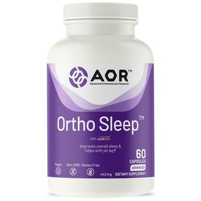AOR, Ortho Sleep, Improves Overall Sleep & Helps with Jet lag, Natural Supplement with GABA, Melatonin, L-Theanine, Vegan, 30 Servings (60 Capsules)