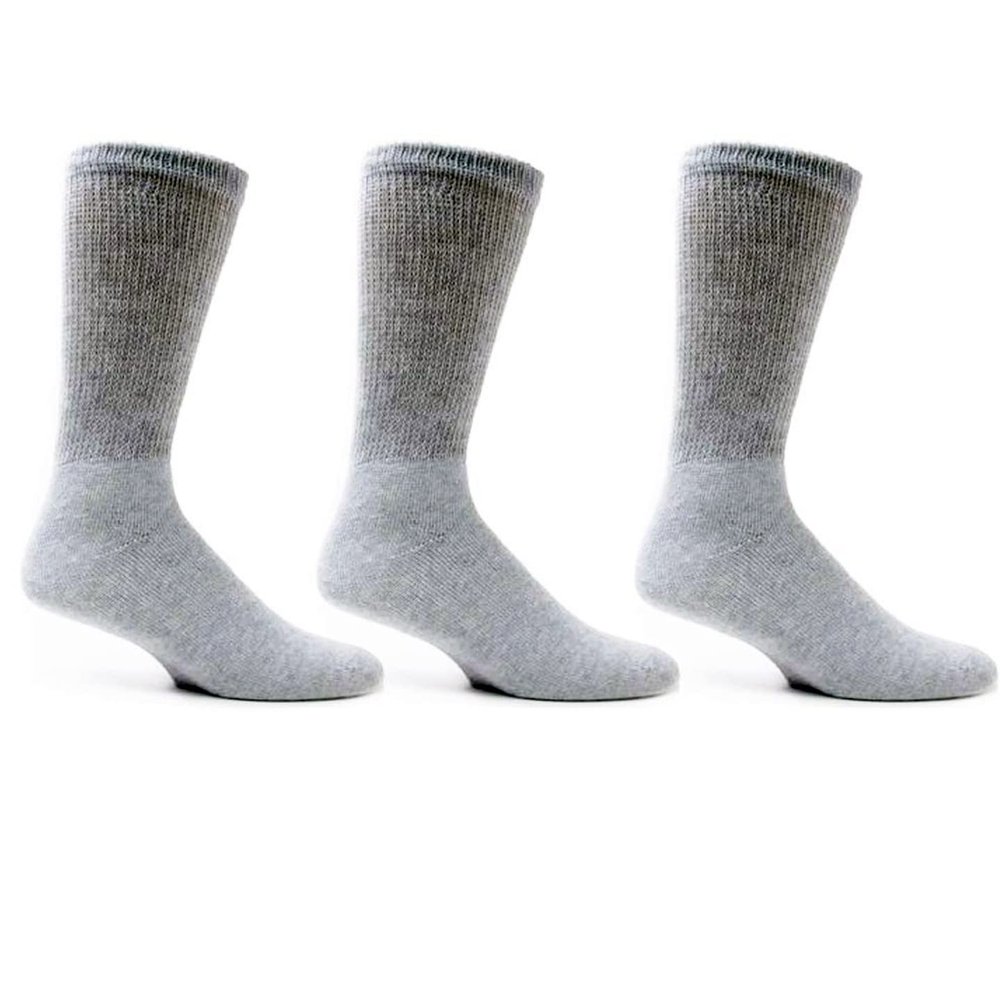 3 Pairs Diabetic Crew Circulation Socks Health Support Mens Loose Fit Sz 10-13 ! Diabetic Ankle Quarter Crew Socks Health Cotton Men Circulatory Cushion Lining Foot Protection Fits Men 8-12 US
