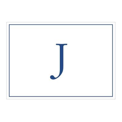 Caspari Embossed Navy Initial-J Blank Notecards, Box of 8