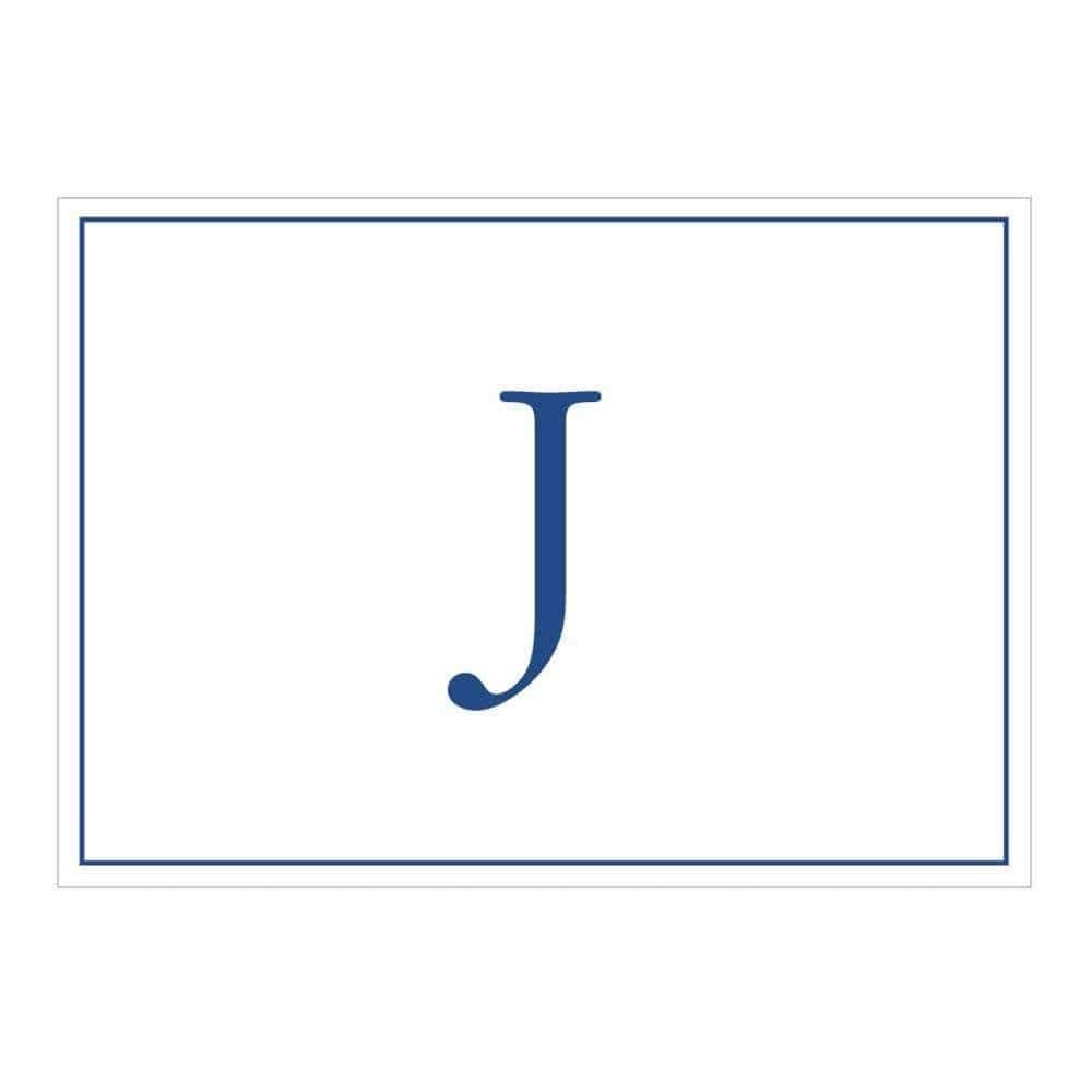 Caspari Embossed Navy Initial-J Blank Notecards, Box of 8