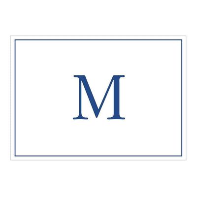 Caspari Navy Embossed Initials Boxed Note Cards in Letter M, 8 Note Cards & Envelopes