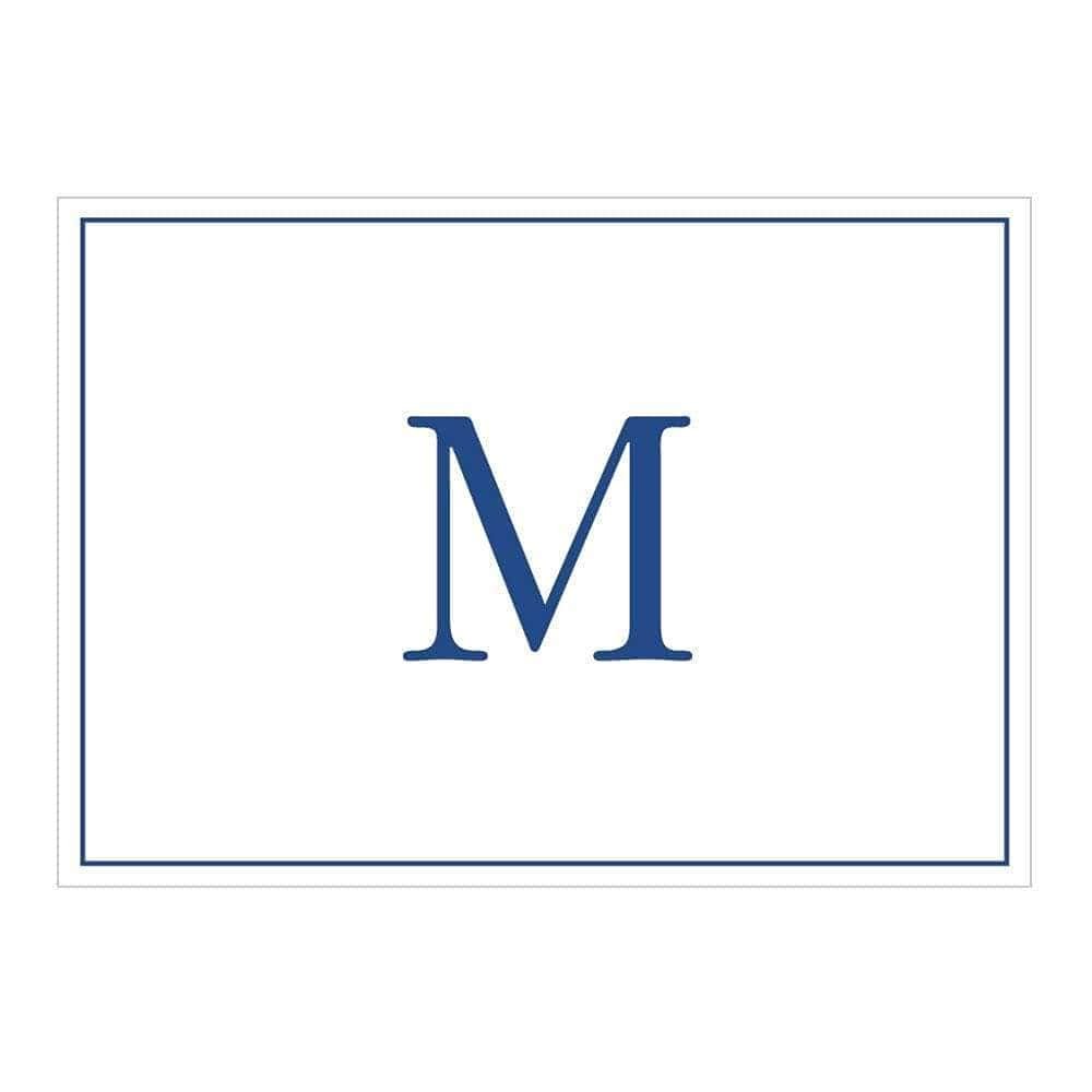 Caspari Navy Embossed Initials Boxed Note Cards in Letter M, 8 Note Cards & Envelopes