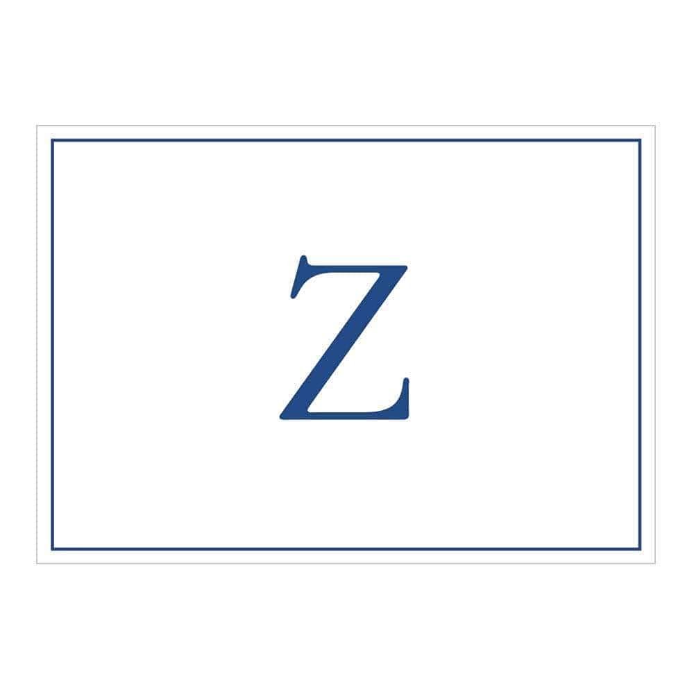 Caspari Navy Embossed Initials Boxed Note Cards in Letter Z, 8 Cards & Envelopes