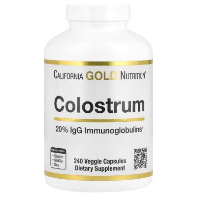 California Gold Nutrition Colostrum Concentrated Bovine Pre-Milk Supplement Featuring Immunoglobulins - Immune Support - Gluten Free, Non-GMO, No Antibiotics - 240 Veggie Capsules