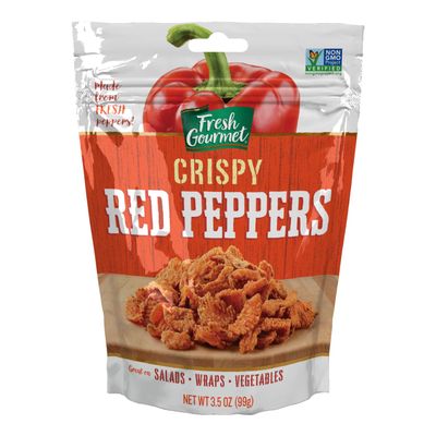 Fresh Gourmet Crispy Red Peppers Crunchy Snack and Salad Topper 3.5 Ounce (Pack of 1)