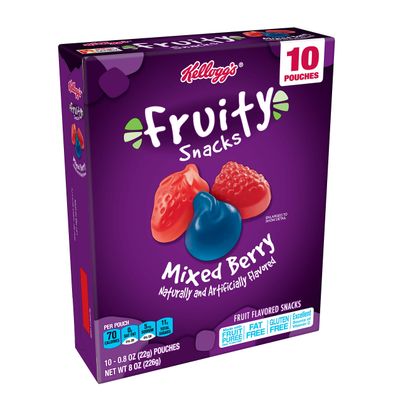 Fruity Snacks, Mixed Berry, Gluten Free, Fat Free, 8 oz (10 Pouches)