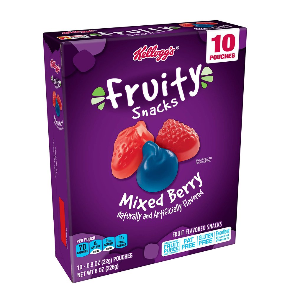 Fruity Snacks, Mixed Berry, Gluten Free, Fat Free, 8 oz (10 Pouches)