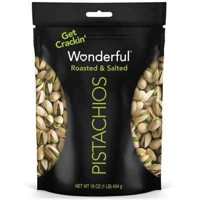 Wonderful Pistachios In Shell, Roasted and Salted Nuts, 16 Ounce Resealable Bag, Healthy Snack, Protein Snack, Pantry Staple