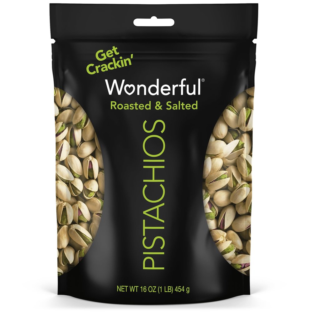 Wonderful Pistachios In Shell, Roasted and Salted Nuts, 16 Ounce Resealable Bag, Healthy Snack, Protein Snack, Pantry Staple
