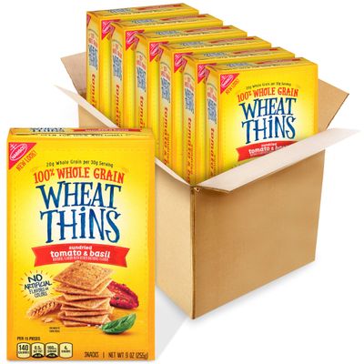 Wheat Thins Sundried Tomato & Basil Whole Grain Wheat Crackers, 9 Ounce (Pack of 6)