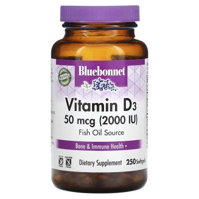 Bluebonnet Nutrition Vitamin D3 2000 IU, 250 CT