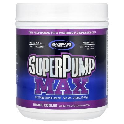 Gaspari Nutrition SuperPump Max, Grape Cooler, 1.41 lbs (640 g)