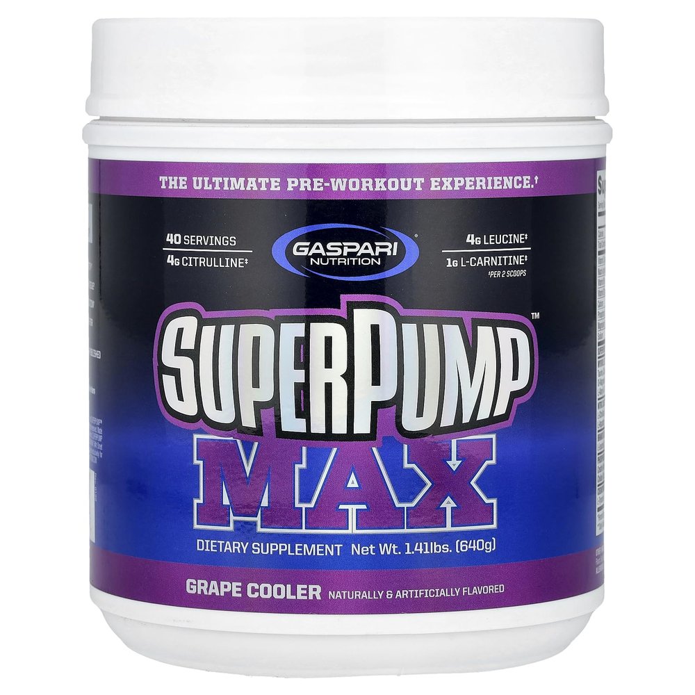 Gaspari Nutrition SuperPump Max, Grape Cooler, 1.41 lbs (640 g)