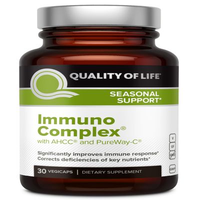 Quality of Life Immuno Complex Includes AHCC Mushroom Extract, Vitamin C, Vitamin D3, Copper, Zinc