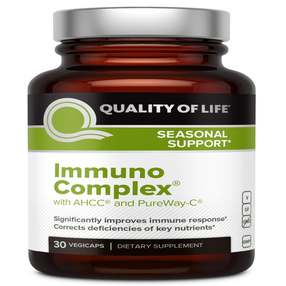 Quality of Life Immuno Complex Includes AHCC Mushroom Extract, Vitamin C, Vitamin D3, Copper, Zinc