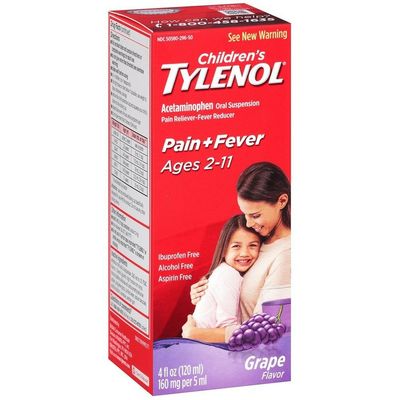 Tylenol Children's Oral Suspension Grape Splash Flavor 4 oz (Pack of 4)