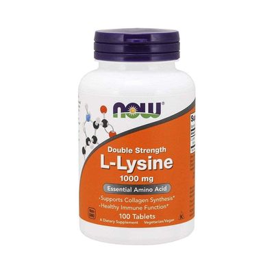 Now Foods L-Lysine 1000 mg Double Strength - 100 Tabs 4 Pack