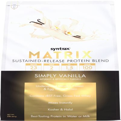 Syntrax Nutrition Matrix - Sustained-Release Protein Blend, Simply Vanilla 2 lbs. Real Vanilla Bean Specks