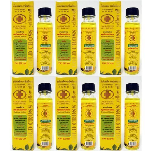 6 X Pcs.of Thai Herbal Gold Cross Yellow Oil 24 Ml