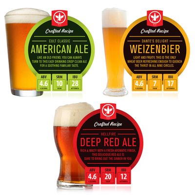 BrewDemon 2 Gal. Craft Variety 3-Pack of Beer Recipe Kits - Makes (3) Wicked-Good 4.6% ABV Batches of Craft Brewed Beer