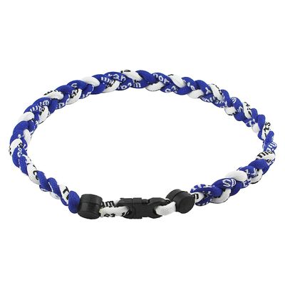 MapofBeauty 18" Fashion Three Braided Rope Sport Style Tornado Necklace (Royal Blue/White)