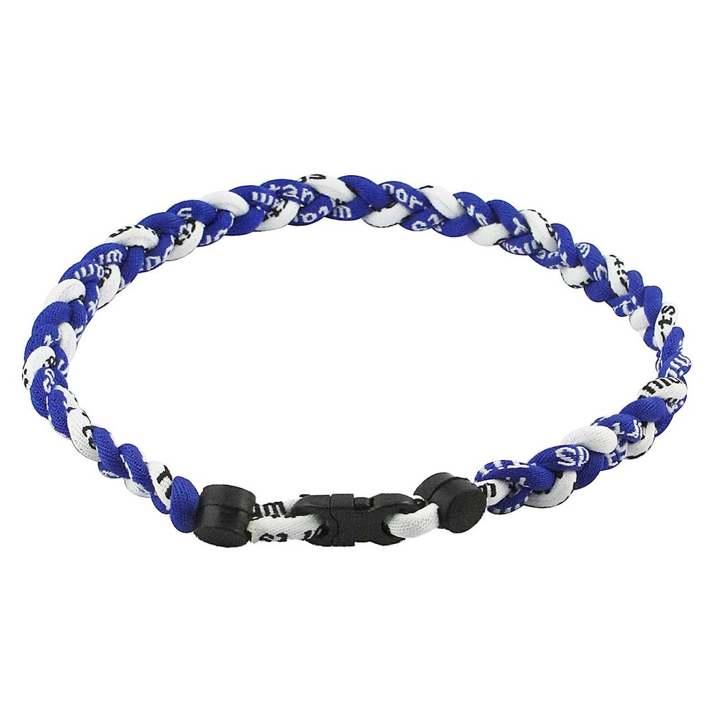 MapofBeauty 18" Fashion Three Braided Rope Sport Style Tornado Necklace (Royal Blue/White)