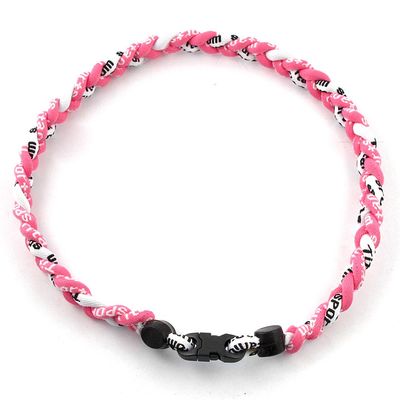 MapofBeauty 18" Three Braided Rope Sport Tornado Necklace (Pink/White)