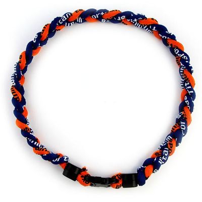 MapofBeauty 18" Fashion Three Braided Rope Sport Style Tornado Necklace (Dark Blue/Orange)