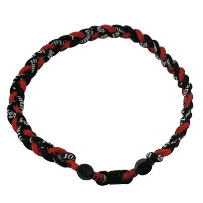 MapofBeauty 18" Fashion Three Braided Rope Sport Style Tornado Necklace (Black/Dark Red)