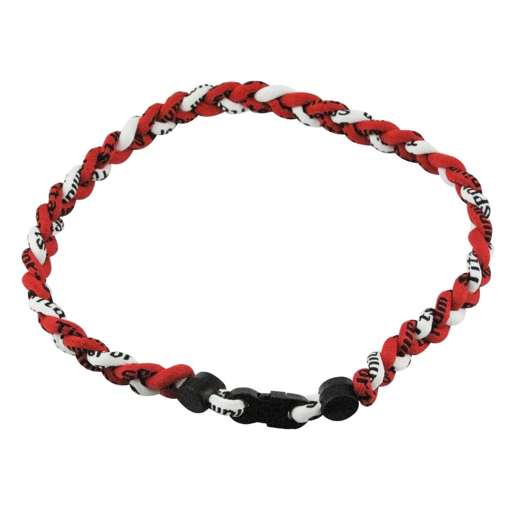 MapofBeauty 18" Fashion Three Braided Rope Sport Style Tornado Necklace (Dark Red/White)