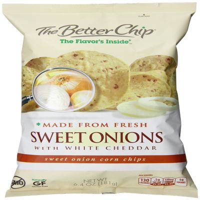 The Better Chip Tortilla Chips, Sweet Onion and White Cheddar, 6.4 Ounce (Pack of 12)