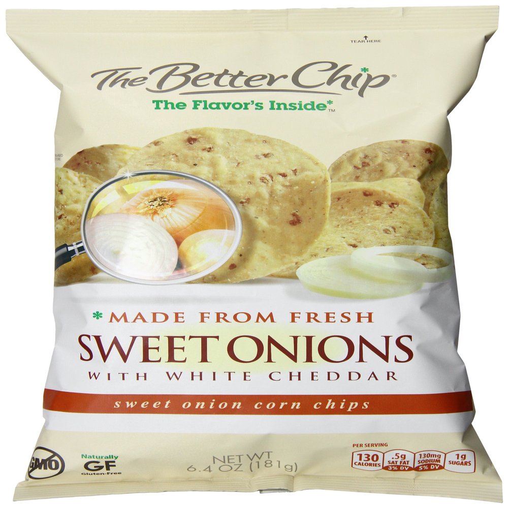 The Better Chip Tortilla Chips, Sweet Onion and White Cheddar, 6.4 Ounce (Pack of 12)