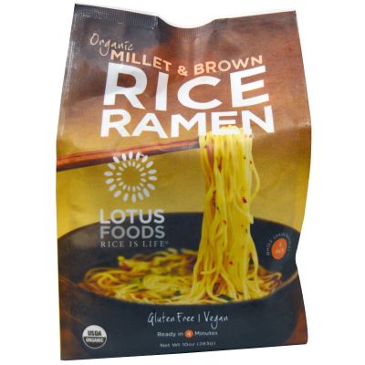 Lotus Foods Gourmet Organic Rice Ramen Noodles, Millet and Brown Rice, 6 Count
