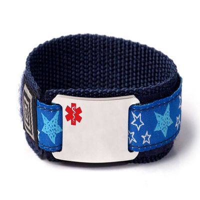 Allergic to Shellfish Kids Sport Medical ID Alert Bracelet with Red Emblem for Children. Size 6.5" Max.