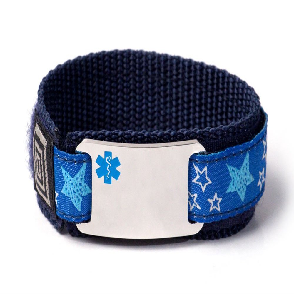 Allergic to Milk Kids Sport Medical ID Alert Bracelet with Blue Emblem for Children. Size 6.5" Max.