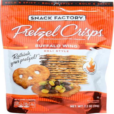 Snack Factory Pretzel Crisps Buffalo Wing 7.2Oz Pouch (Pack Of 12)