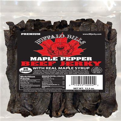 Buffalo Bills 12.5oz Premium Maple Pepper Beef Jerky 7" Strips (25 beef jerky strips per bag)