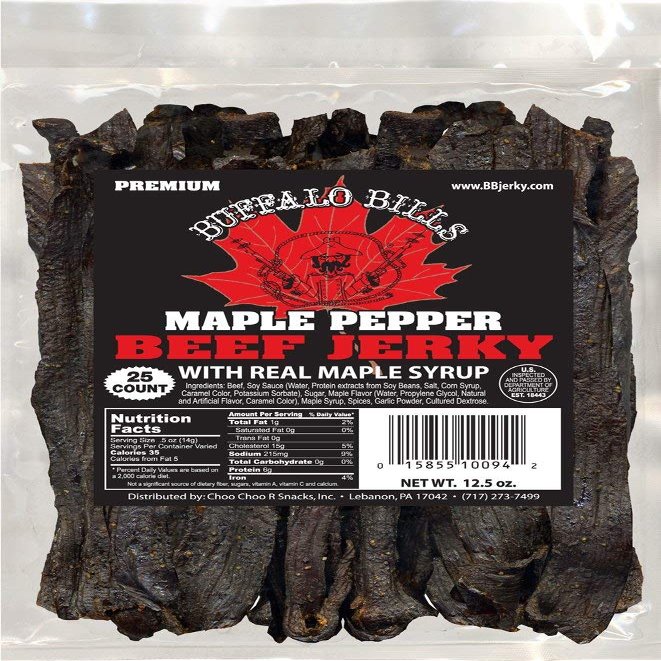 Buffalo Bills 12.5oz Premium Maple Pepper Beef Jerky 7" Strips (25 beef jerky strips per bag)