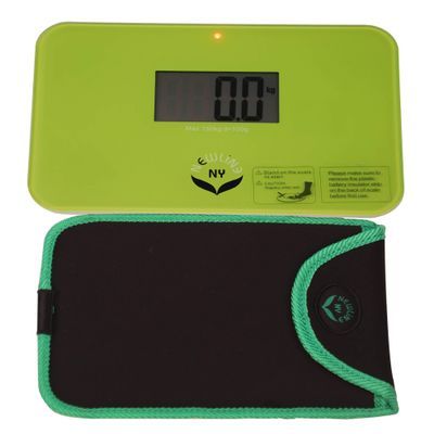 NewlineNY Step-on Super Mini Smallest Travel Bathroom Scale with Protection Sleeve: SBB0638SM-GN Green + Case Cover