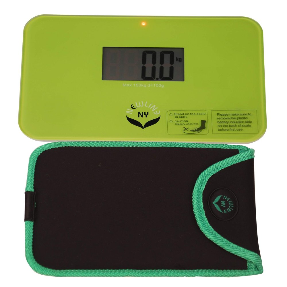 NewlineNY Step-on Super Mini Smallest Travel Bathroom Scale with Protection Sleeve: SBB0638SM-GN Green + Case Cover