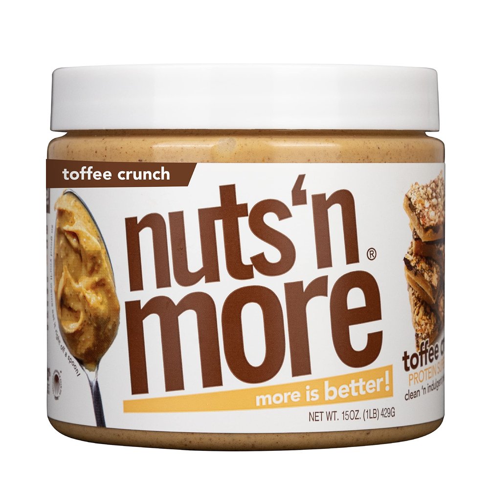 Nuts N More Toffee Crunch Peanut Butter Spread - High Protein, Low Carb, Low Sugar, Gluten Free, Non-GMO, All-Natural Nut Butter Snack (15oz Jar)