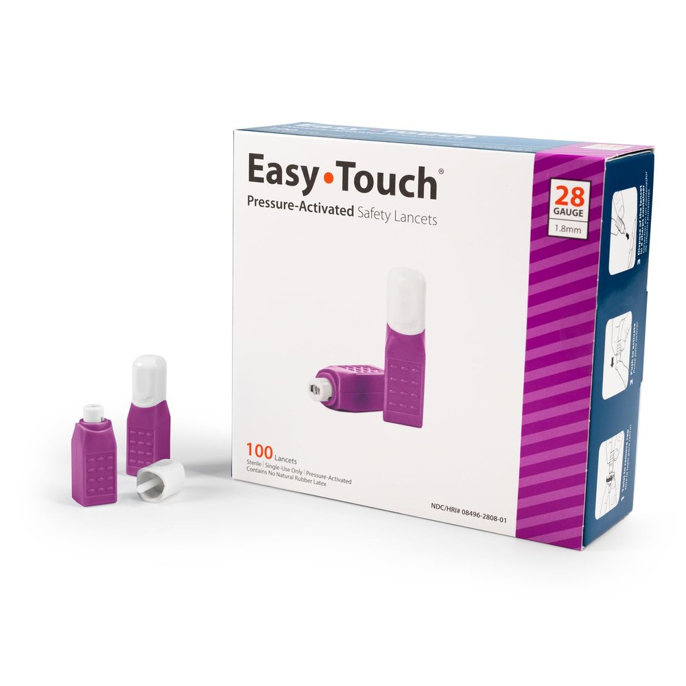 Easy Touch Pressure-Activated Safety Lancets, 28 Gauge (100ct)