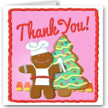Gingerbread Man Cookie Thank You Note Card - 10 Boxed Cards & Envelopes