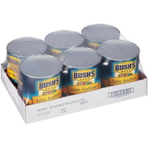 Bushs Best Low Sodium Dark Red Kidney Beans, 111 Ounce -- 6 per case.