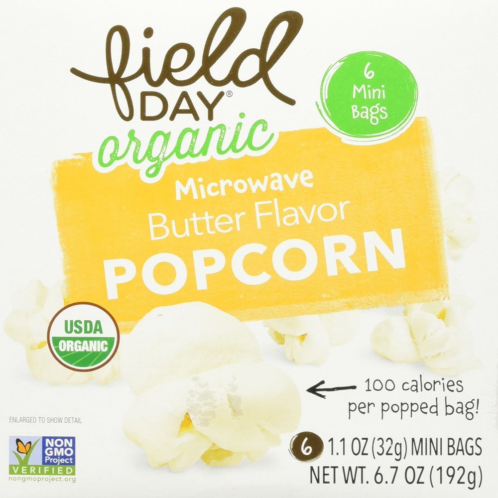 Field Day Organic Microwave Popcorn, Butter, 6 Count