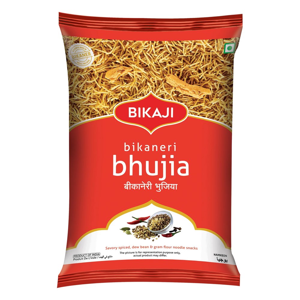 Bikaji Bikaneri Bhujia 7.05 oz (200g), Authentic Indian Namkeen Snack, Traditional Bikaner Recipe, Spicy and Crunchy Gram Flour Sev, Everyday Munching Tea-Time and Party Snack, Vegetarian Ready-to-Eat