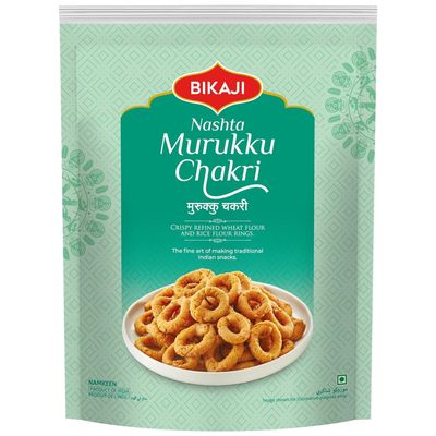 Bikaji Murukku/Chakri 400g | Crispy South Indian Snack | Traditional Rice Flour & Lentil Spiral Namkeen | Crunchy & Savory Ready-to-Eat Snack 14.1 oz
